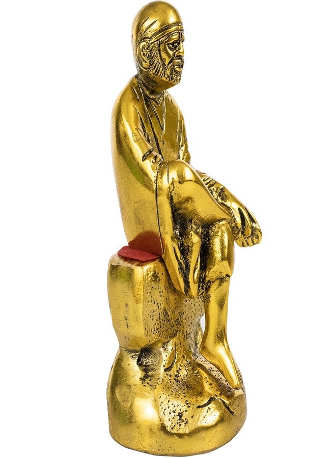 Spillbox تمثال ساي بابا من النحاس الأصفر، مطلي بالذهب المؤكسد، قطعة فنية رائعة للمنزل والمكتب، هدية دينية للعبادة، ديكور غرفة المعيشة، ديكور منزلي - Image 5